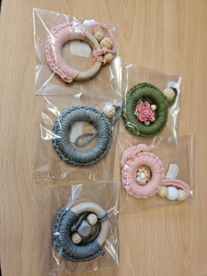 Ozdoba ve stylu macramé, dřevěný kroužek, mix motivů