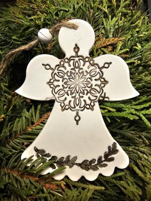 Závěs mix vánočních motivů Creall bílý velký 